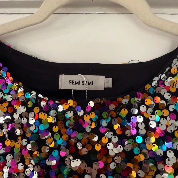 Femi Semi Multicolor Sequin Party Dress | Size L | NWOT - Picture 3 of 4